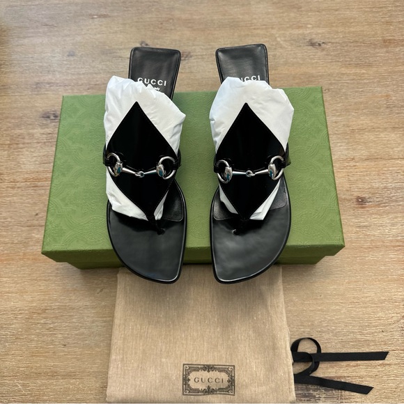 NIB Gucci Black 65mm Horsebit leather mules 38 - Picture 4 of 7